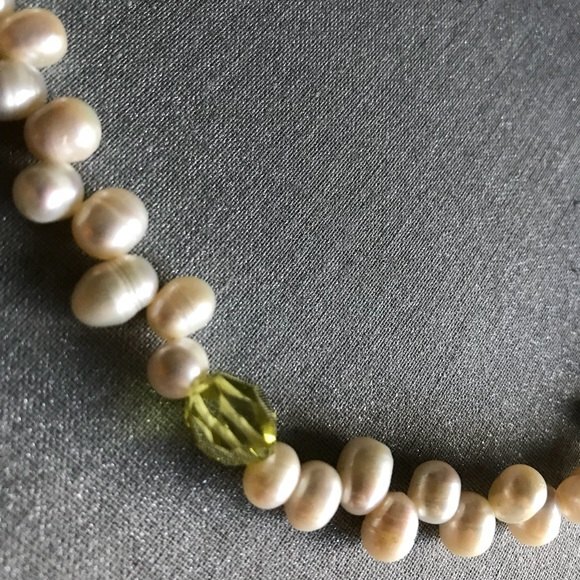 Vintage Handmade Briolette Pearls 9 mm Green CZ Sterling Clasp Necklace 16.5 In - Picture 4 of 8